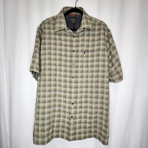 Eddie Bauer Button Down Shirt Men's Size Tall Large Green Plaid